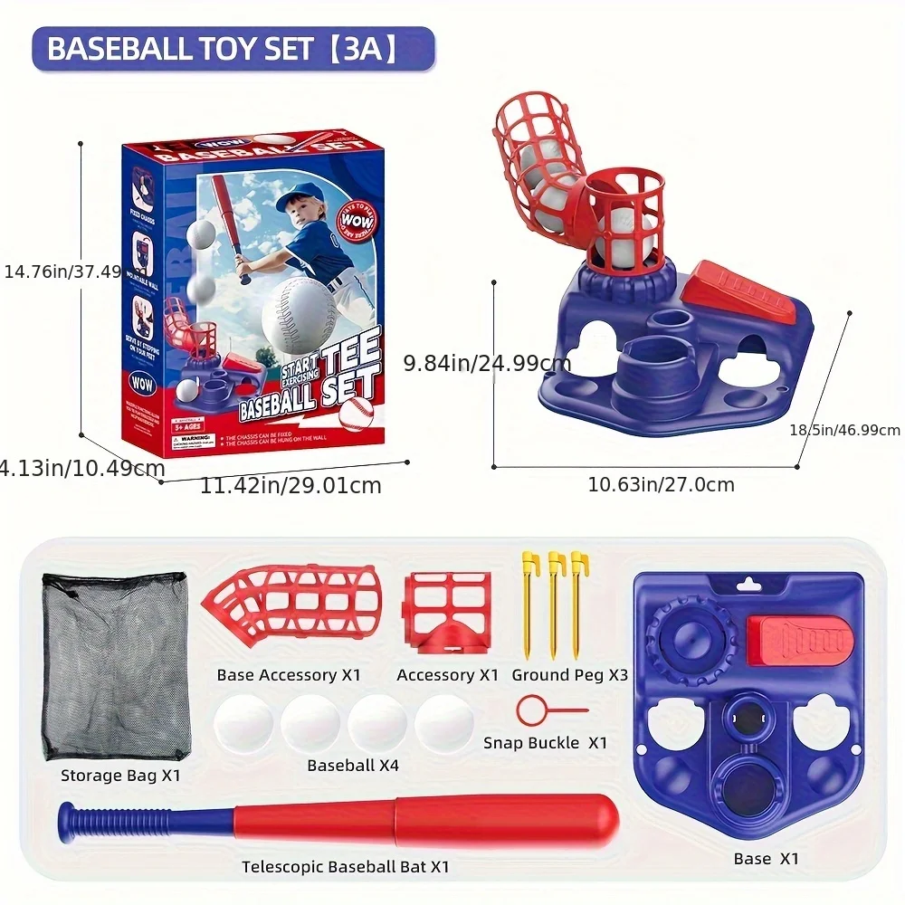 Children's Baseball Training Toy Set, Children's Baseball, Children's Baseball Set with Foot Throwing Machine