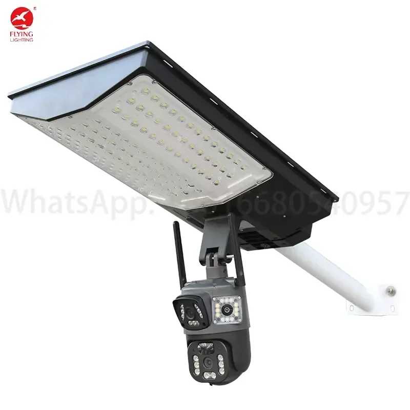1000W All-in-One LED Security Outdoor IP65 ABS Solar Street Light with 4G Dual CCTV Camera and Wireless Smart Control