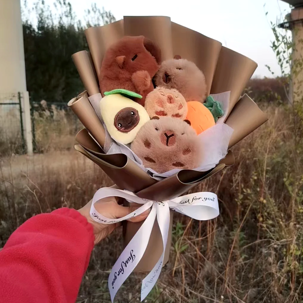Capybara Plush Bouquet Simulation Capibara Cute Doll Stuffed Animals Plushie Valentine's Day Xmas Girl Friend  Gifts