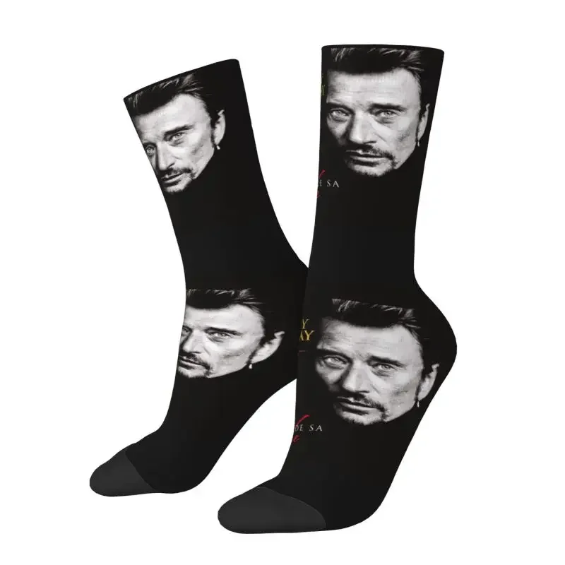 Awesome Hallyday Rock Dress Socks for Men Women Warm Fashion Novelty French France Singer Crew Socks