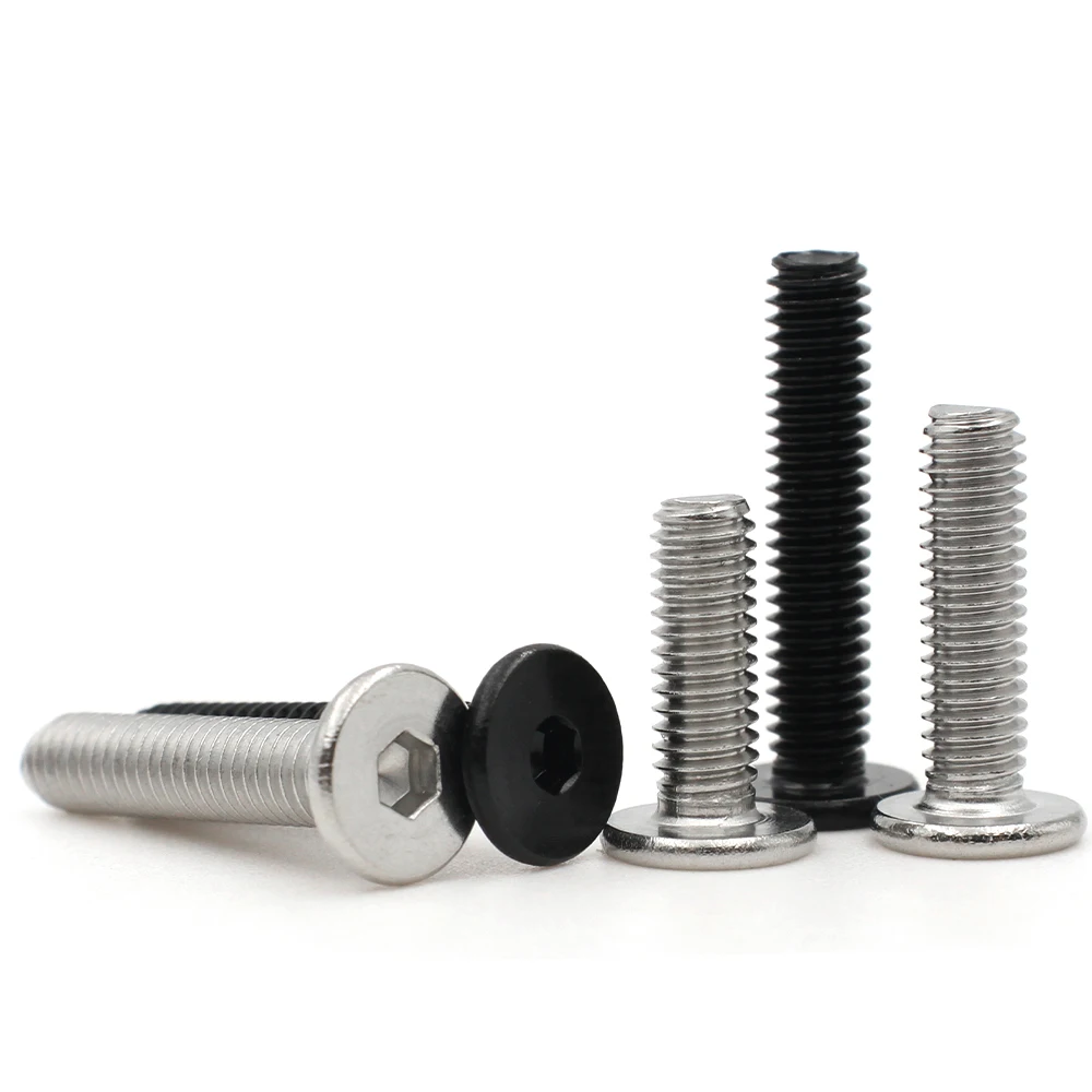 10/20/50pcs M2 M2.5 M3 M4 M5 M6 Black Galvanized 304 Stainless Steel CM Hex Socket Hexagon Ultra Thin Flat Head Screw Bolt