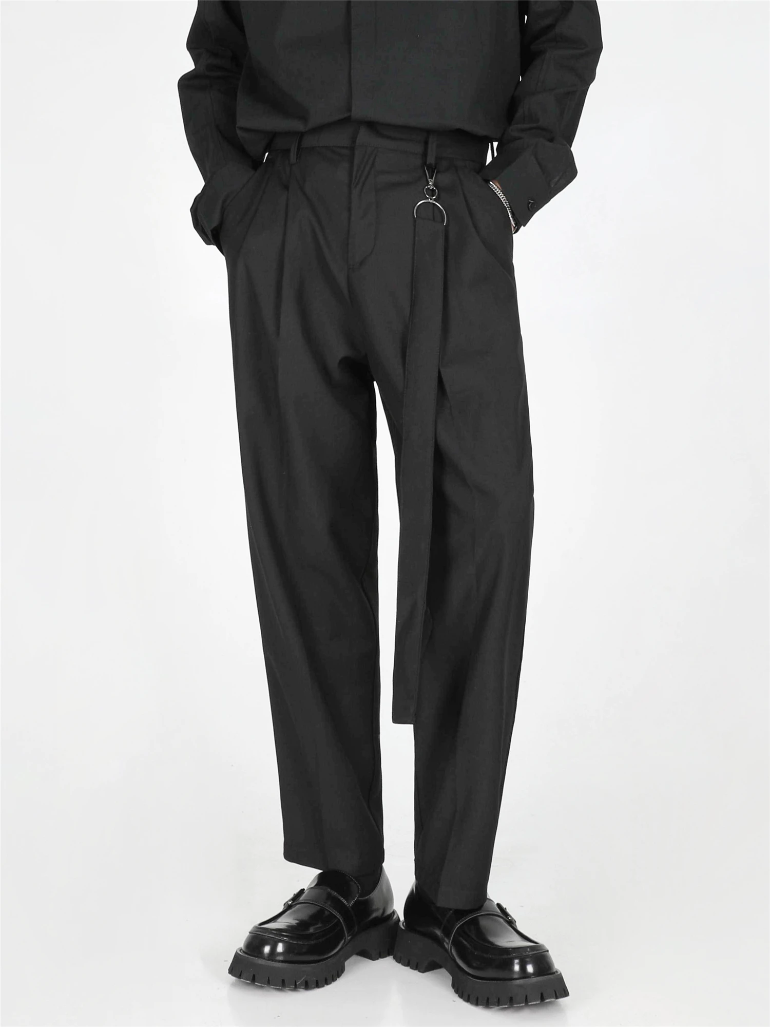 Unique Design Men's Suit Pants Slim Casual Cropped Pants Dark Style Men's Fashion Trendy Pants Cargo Pants Men