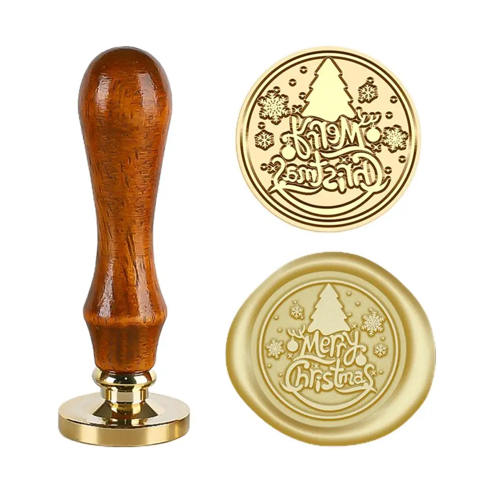 Retro Santa Claus Wax Seal Stamp For DIY Party Invitations And Envelope Crafts Christmas Brass Wax Tool With Wooden Handle P3P9