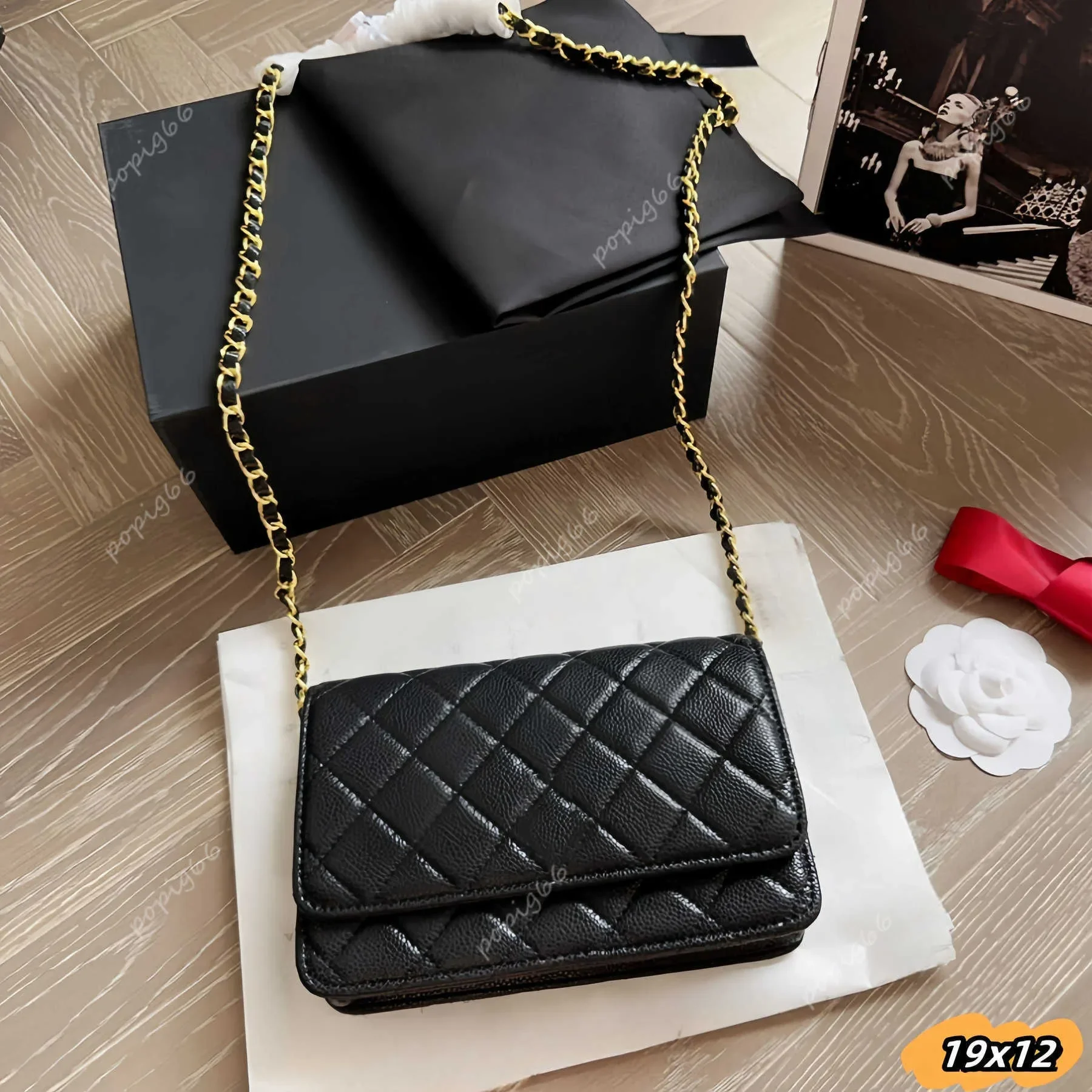7A quality women chain wallet mini Caviar lambskin 19cm zipper mini woc shoulder bag Crossbody luxurys designers bags Classic Ha