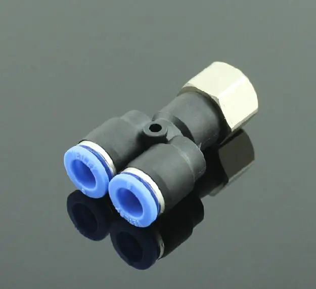 

2pcs Composite Y Connector Push In Fitting Tube OD 3/8 X NPT 1/8 1/4 3/8 1/2 Side internal thread Quick