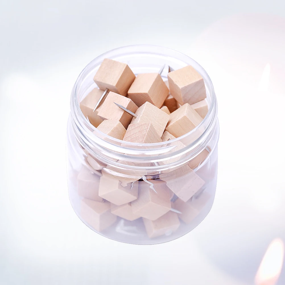 50 قطعة دبابيس ضغط الخشب مربع الزخرفية Thumbtacks الإبداعية السلامة المعادن الأظافر ل لوحة الفلين نشرة خريطة صور مكتب المدرسة