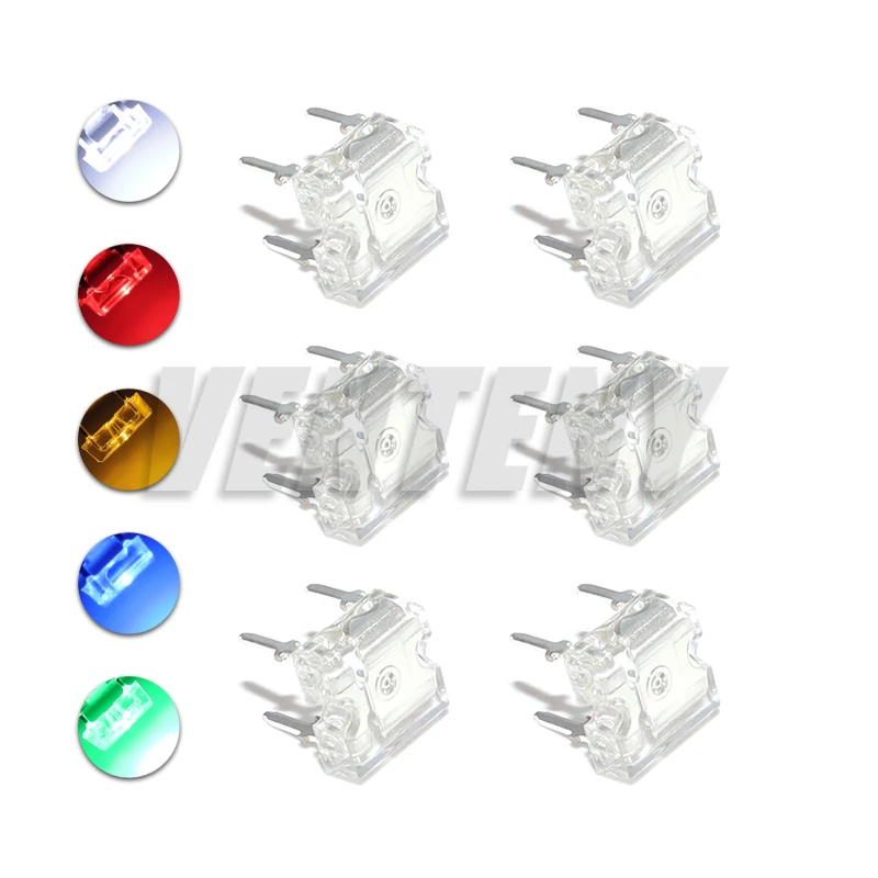 10PCS Flat Top Piranha LED Green Yellow White Red Blue Amber Clear LED Diode Light Emitting Diode 4-pins Diodes Brightness