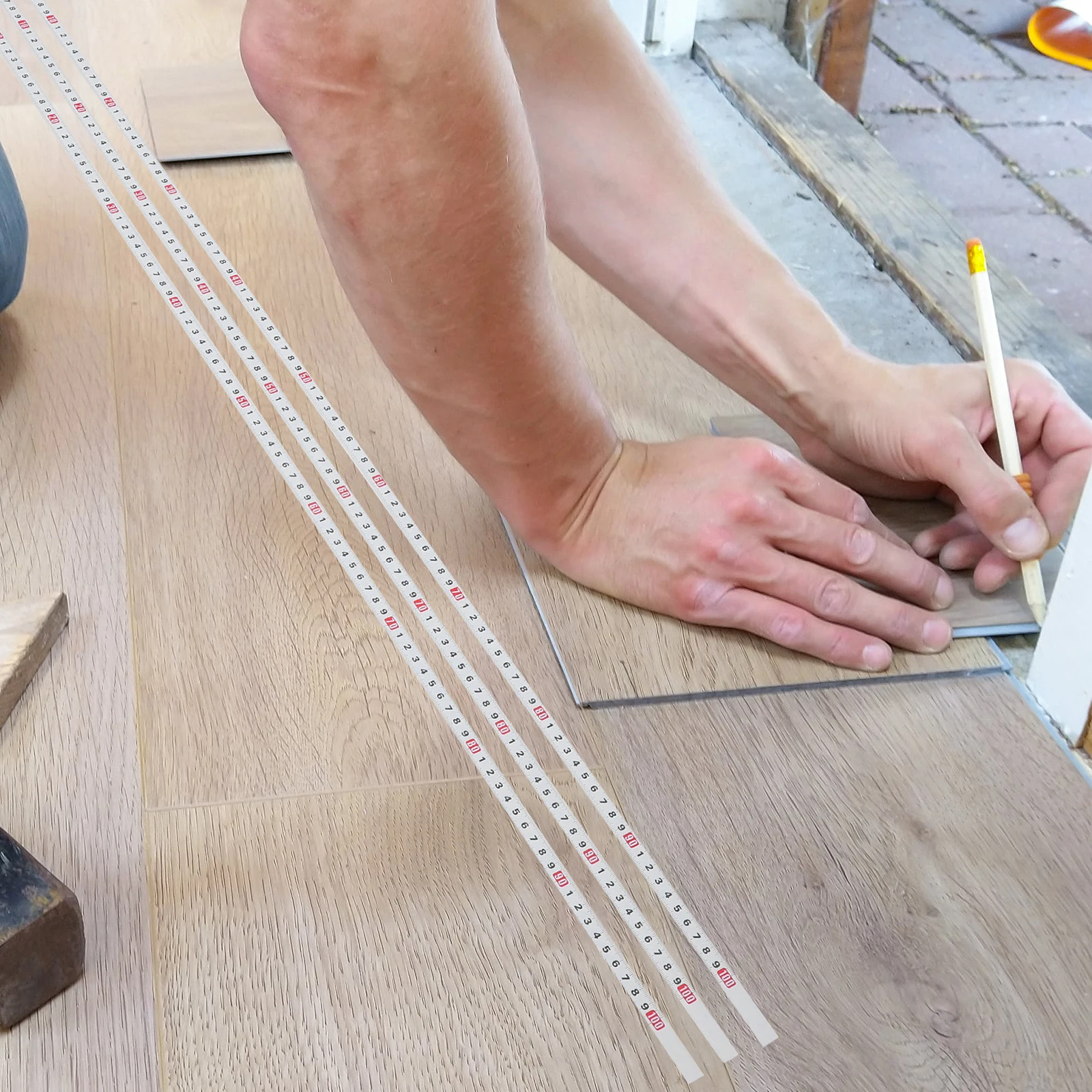

3pcs Self Measuring Tape Ruler 1M White Adhesive Measuring Tape Strip for Woodworking Sticky Ruler Accessories Instrument