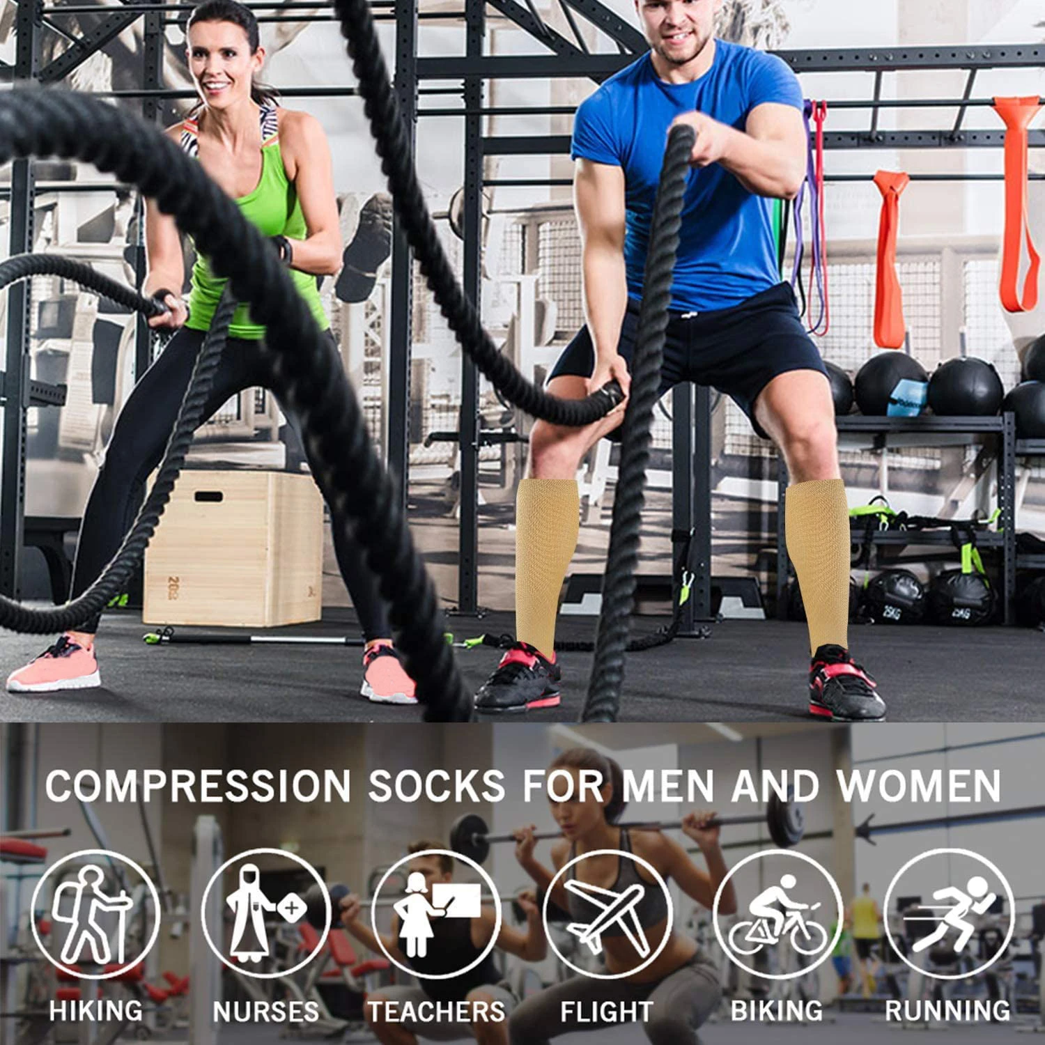 2/6 Paar medizinische Kompressionsstrümpfe für Laufen, Sport, Pflege, 20–30 mmHg, Flug, Reisen, Schwangerschaft, Ödeme, Diabetes, Krampfadern – Detail 14