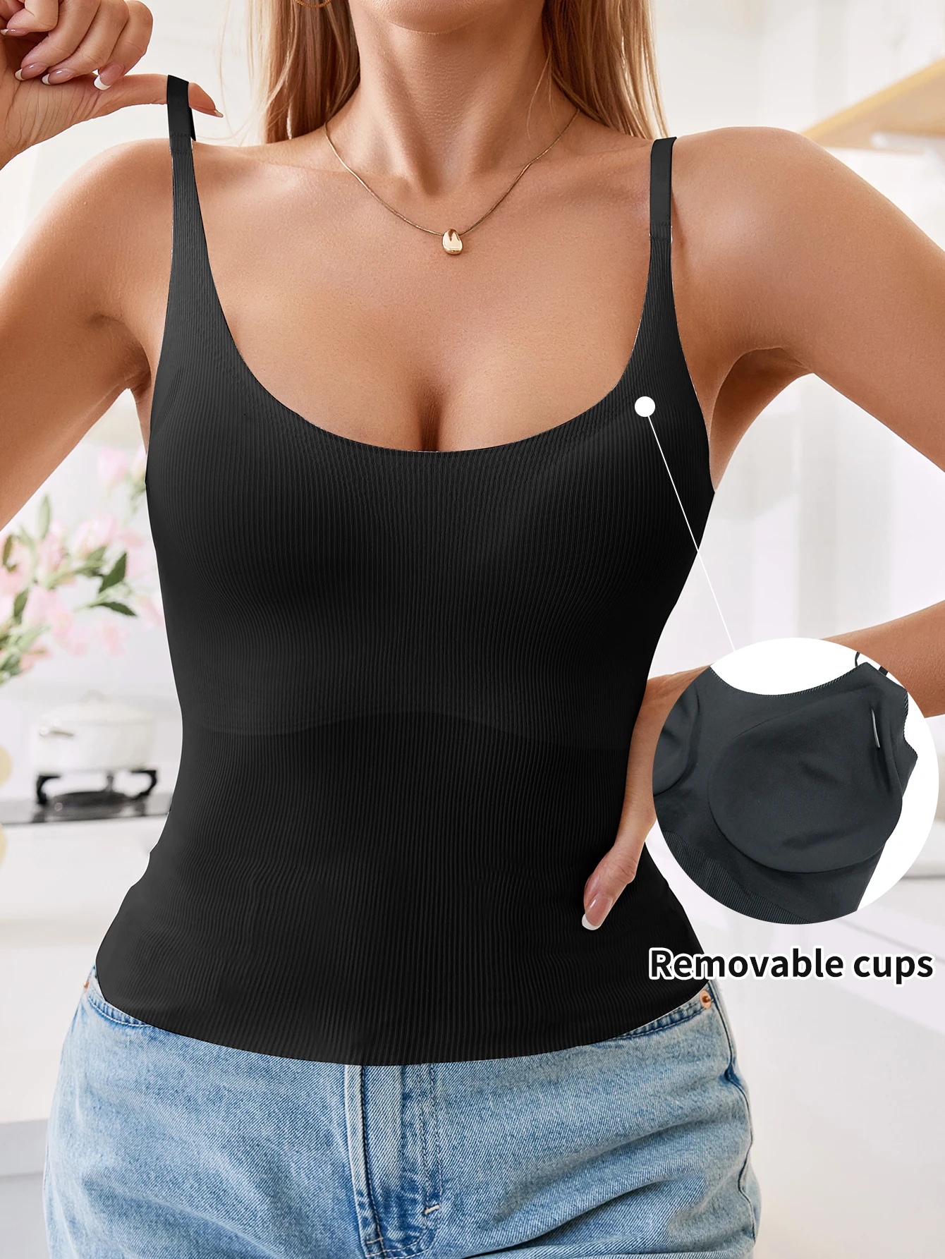 Girl\'S V-Vest, Loose And Comfortable, With Small Straps And Built-In Bra Chest Pads, Breathable Vest