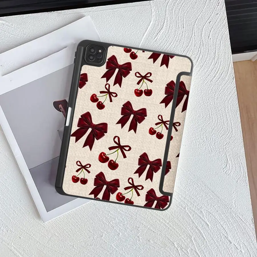 

Cherry Bow Tablet Case For iPad Mini 6 7 Pro 11th 10th 9th 8th 7th 12.9inch Air 4 5 M3 M2 M4 11inch Pro 2025 Holder Cover