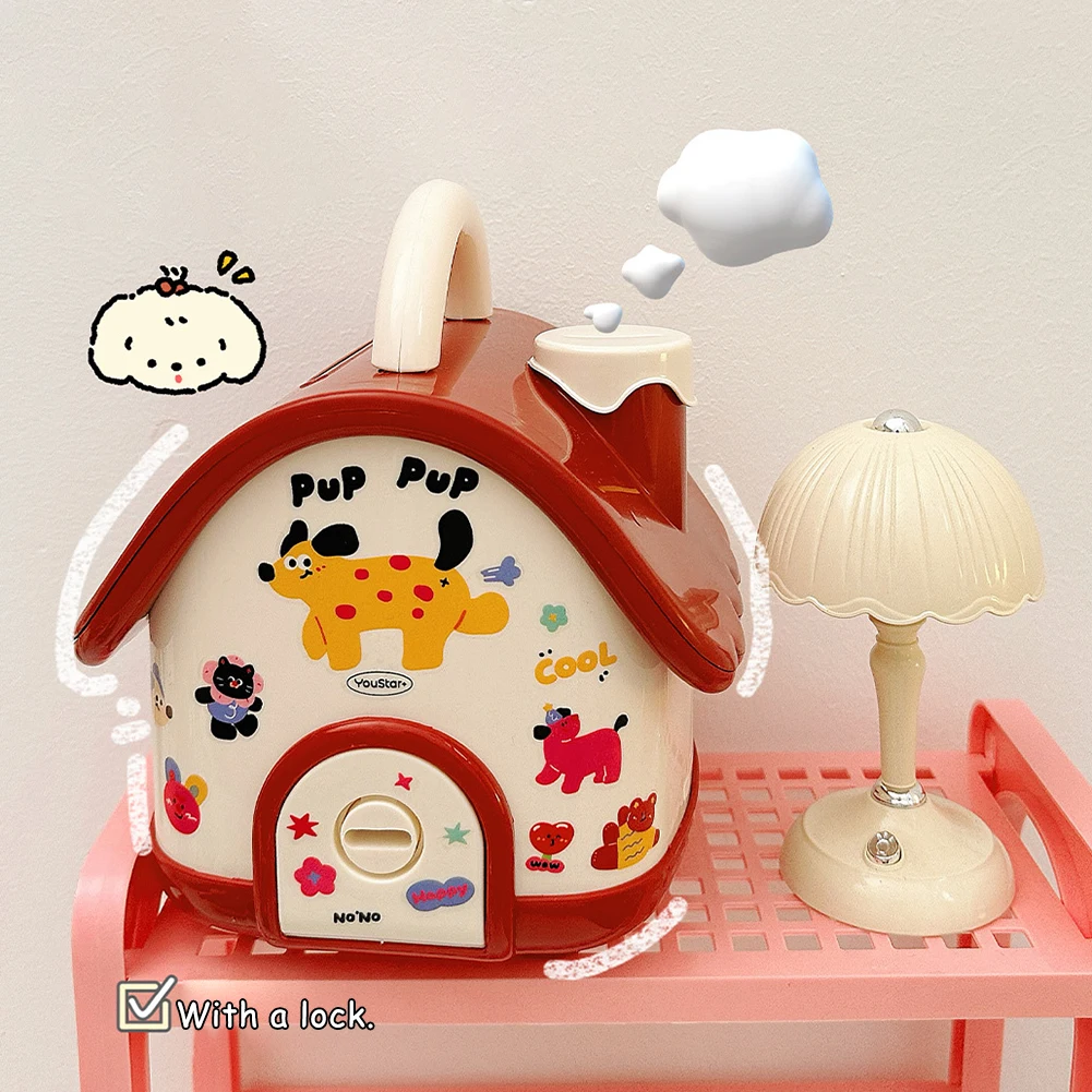 Cute House Piggys Bank ของขวัญวันเกิดธนาคารเหรียญน้ําหนักเบามีสไตล์สําหรับเด็ก