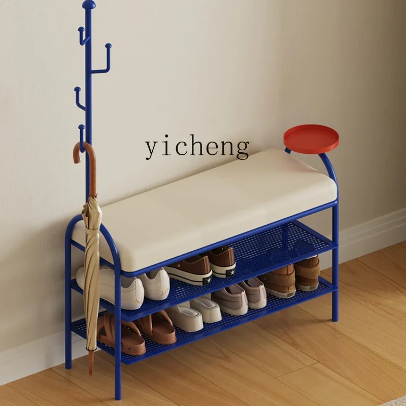 a1 household door shoe change stool hanger integrated multi-functional sitting shoe cabinet coat rack