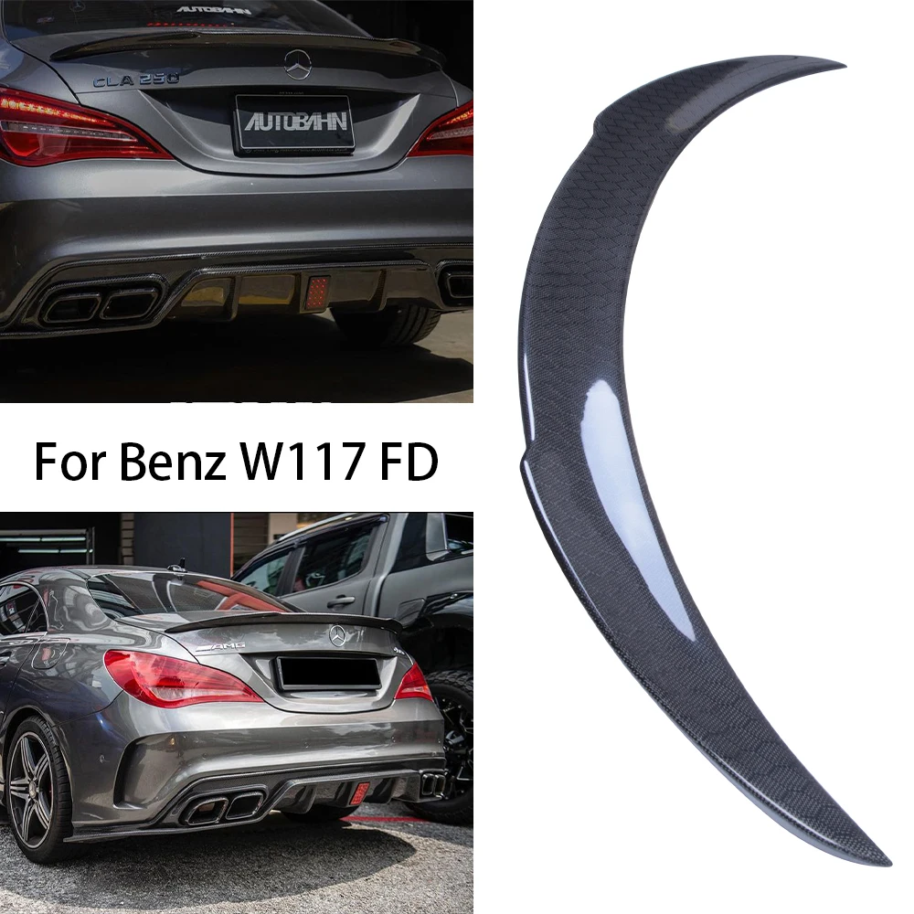 

For Mercedes-Benz CLA W117 C117 FD Style Honeycomb carbon Fiber Rear Spoiler Trunk Wing 2013-2019