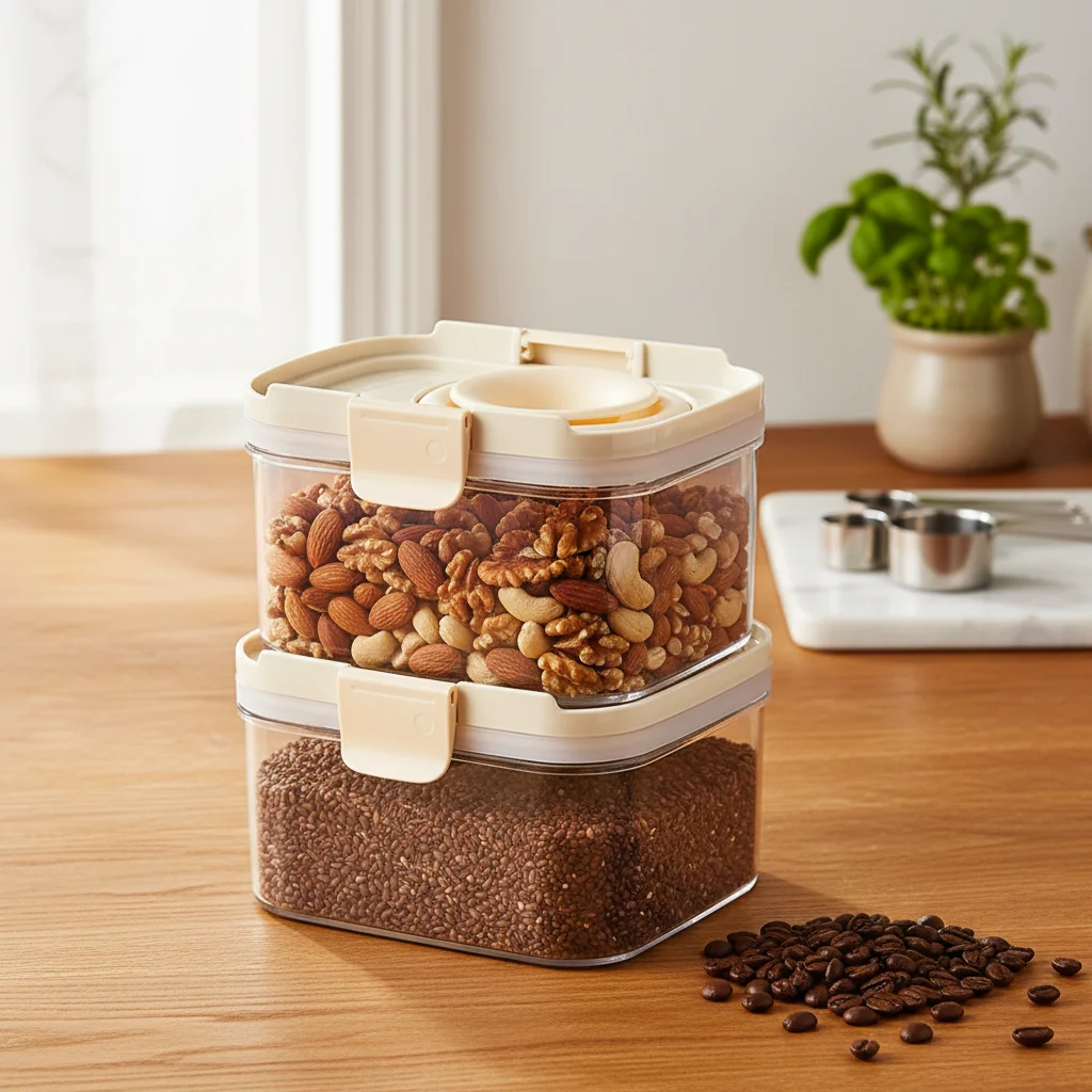 

Food Storage Container Transparent Airtight Grain Storage Jar With Silicone Seal For Kitchen Home Use