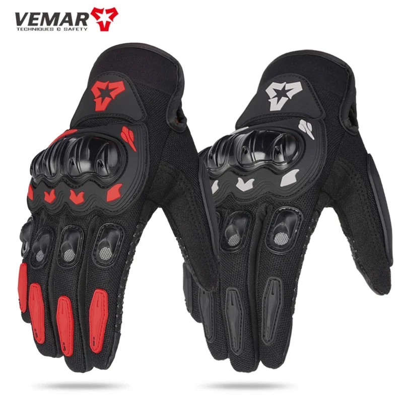 

2024 VEMAR Summer Men's Full Finger Motorcycle Racing Gloves Women's Lady Red Motorbike Riding Touch Screen Motocross Guantes