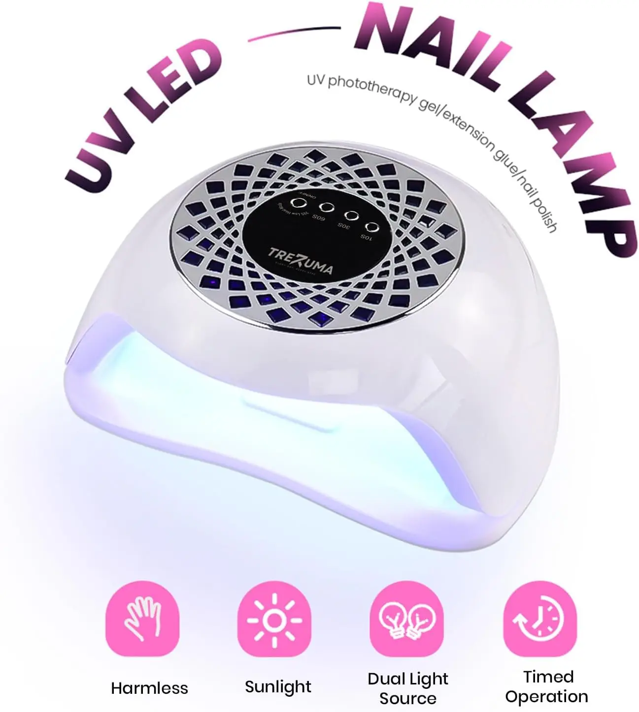 مصباح أظافر LED بالأشعة فوق البنفسجية بقدرة 268 وات مع 57 مصباح LED، سريع الجفاف، 4 مؤقتات، مستشعر تلقائي، محمول للمنزل والصالون