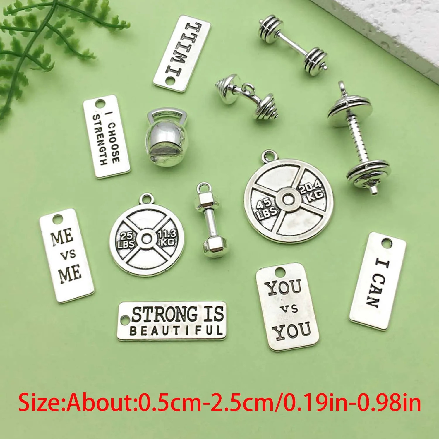 10/13pcs Antique Silvery Fitness Equipment Charms Alloy Weightlifting, Dumbbell Pendants for DIY Jewelry Making Accessories