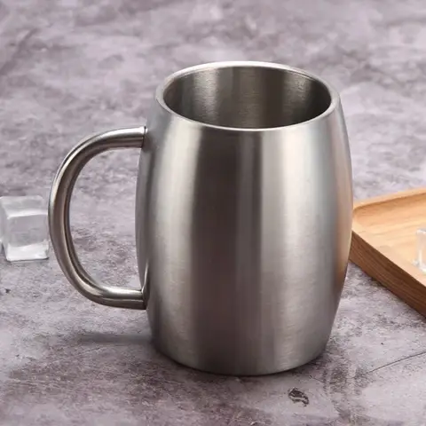 Portable Stainless Steel Beer Mug 420ml Double Wall Insulation Thermal Cup Light Weight Office Water Mug