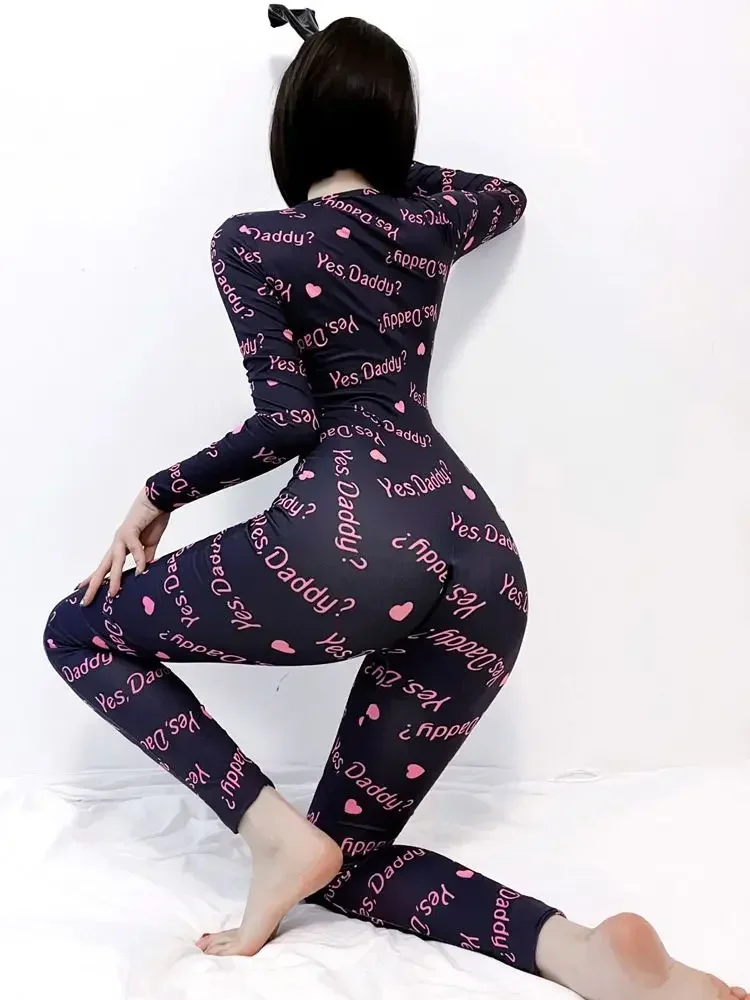 Cerniera a maniche lunghe con apertura sul cavallo Body elastico in spandex Catsuit Collant Hot Sexy Clubwear Lingerie Body Body Unitard Body