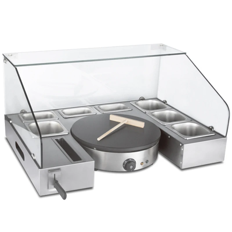 Bancada de trabalho para forno de panqueca, fabricante de crepe com estação de servir, 1 placa, antiaderente, máquina elétrica para fazer panquecas