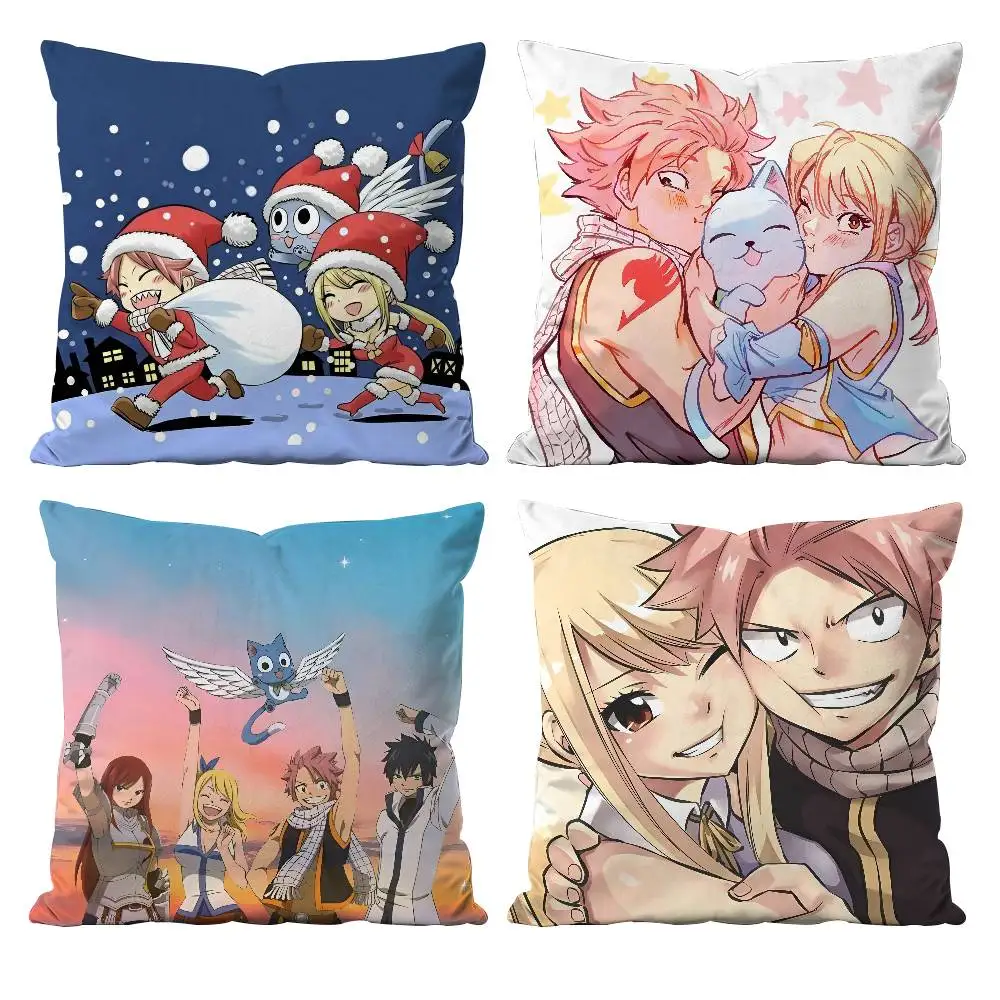 

Vintage Anime F-Fainy Tail Classic Pillow Case Anti-dustmite Pillowcase Invisible Zipper Silky Short Plush Sofa Cushion Cover