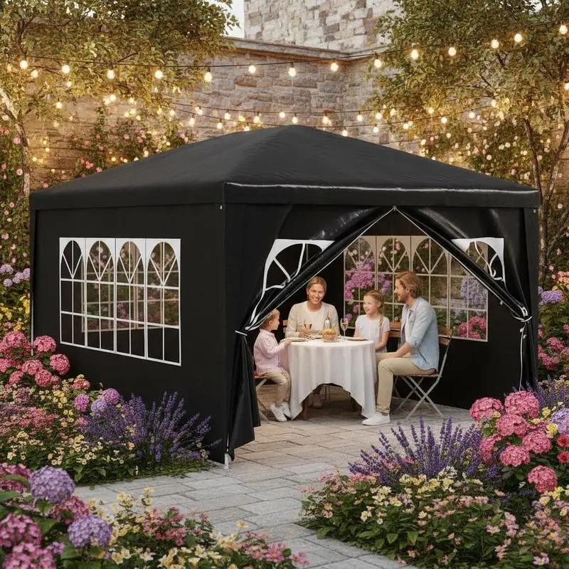 Tente de camping/tente d'extérieur/tente de réception 3x4 m. Doté d'un cadre métallique robuste et d'un tissu en polyester durable, il est simple mais élégant, idéal pour les fêtes de camping en plein air et autres événements. anthracite