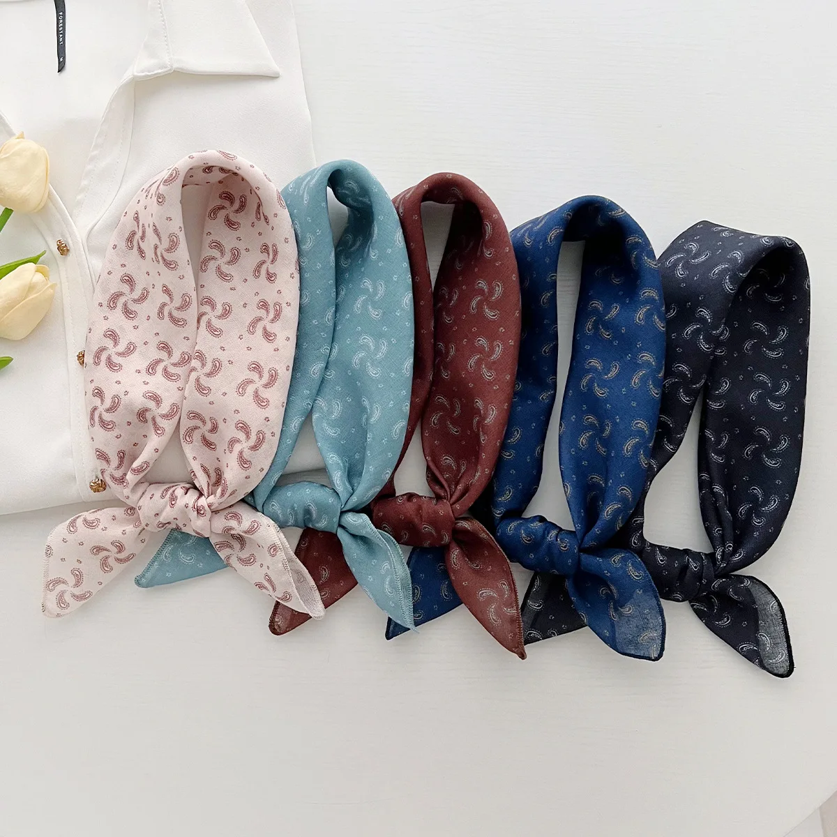 

58 Vintage Cashew Print Square Scarf - Lightweight Thin Bandana Neckerchief, Women'sSun Protection Head Wrap,Summer Neck Cover