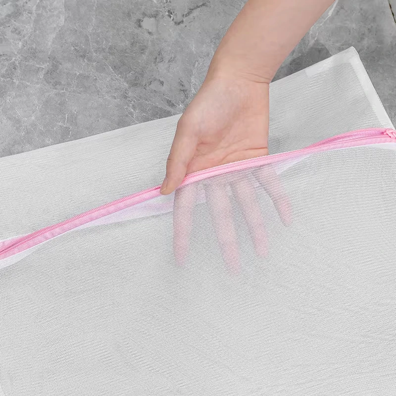 Fine Mesh Laundry Bags Pink Zipper Durable Large Capacity Delicate Lingerie Washing Bag Anti-deformation Clothes Storage Pouch - view 2