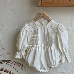 Autumn Spring Toddler Baby Girl Romper Long Sleeved Cotton Lace Stitching Newborn Baby Girl Jumpsuit 0-24M Baby Girl Clothing