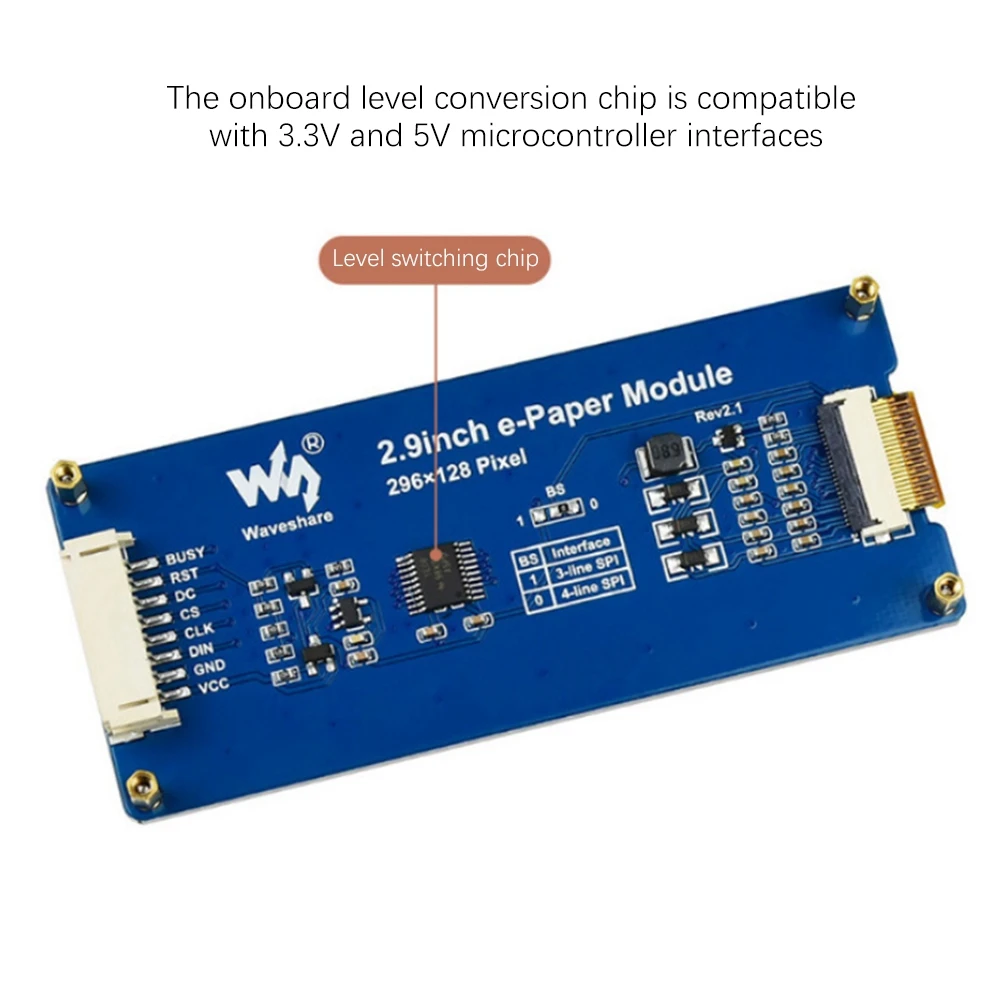 Raspberry pi 4 arduino用waveshare-e-inkディスプレイ、2.9インチ、296x128解像度、spi通信インターフェイス、ローカルリフレッシュ