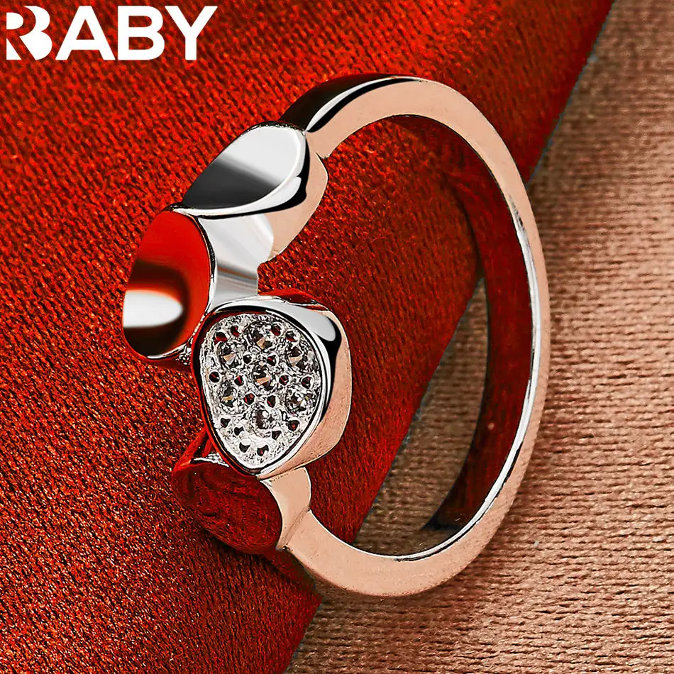 

URBABY 925 Sterling Silver Zircon Water Drop Round Engagement Ring For Women and Men Fashion Jewelry Grace Wedding Accessories