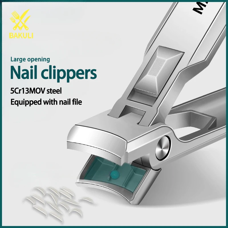 BAKULI Nail clippers, single large nail clippers, large opening nail clippers, thick nail clippers, manicure toenails