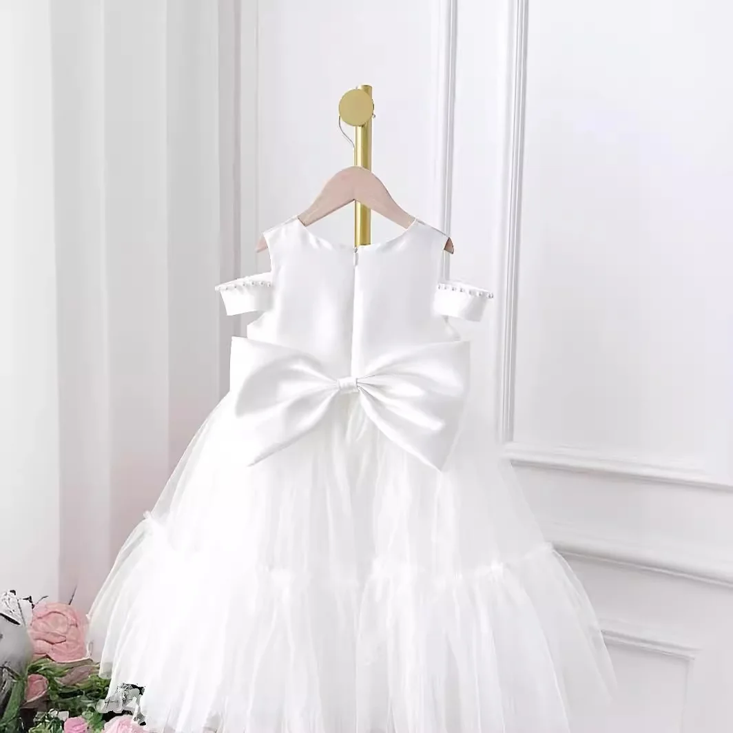 New Bow Baby Spanish Lolita Princess Ball Gown Beading Design Birthday Party Christening Clothes Easter Eid Dresses For Girls