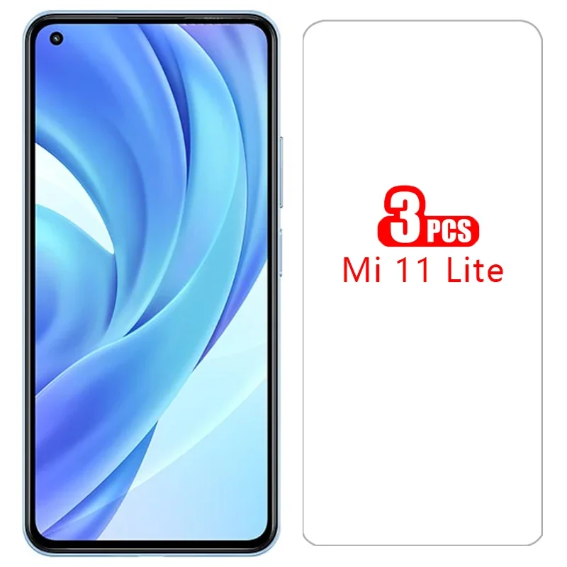 3 шт. Защитное стекло для Xiaomi Mi 11 Lite 5G, чехол-накладка из закаленного стекла для 11 Lite, защита экрана Coque Ksiomi Xio