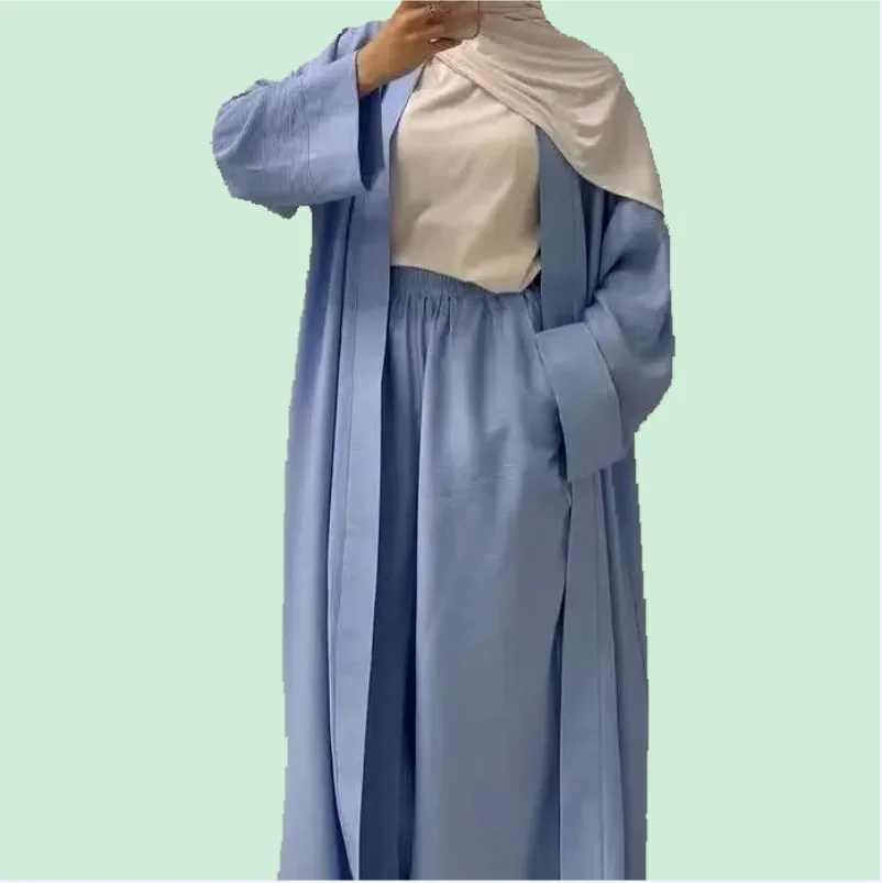 

Ид Женская Абая с брюками Комплект из 2 предметов Мусульманское платье Дубай Кимоно Кафтан Джалабия Рамадан Кафтан Kebaya Femme Musulmane Ensembles