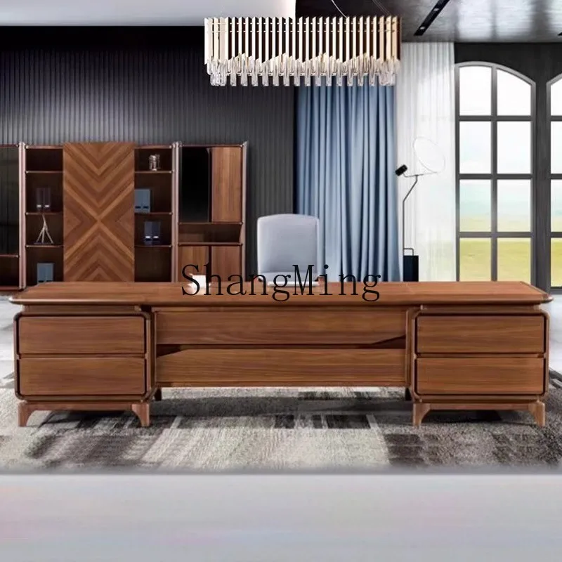 

SM advanced sense solid wood desk office furniture new Chinese office desk and chair combination