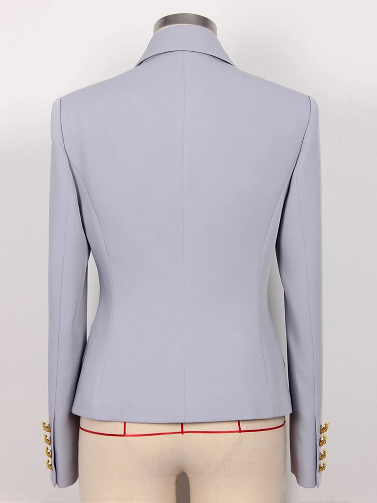 HIGH STREET Newest 2024 Designer Jacket Women\'s Slim Fit Lion Buttons Double Breasted Blazer