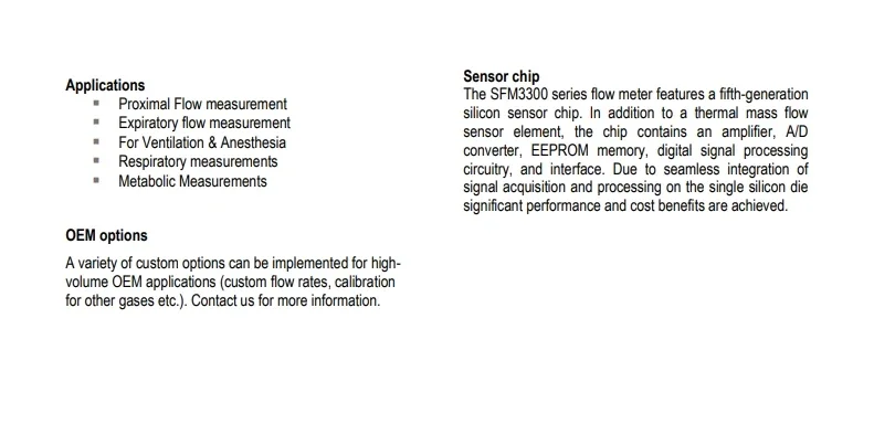SFM3300-D 250 Slm مقياس التدفق الرقمي ثنائي الاتجاه مصمم لأجهزة استشعار التدفق للتطبيقات الطبية #3
