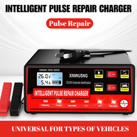 12V/24V Universal Battery Charger for Car Motorcycle - Intelligent Pulse Fast Charging Auto Pulse Repair LCD Display 600A Peak