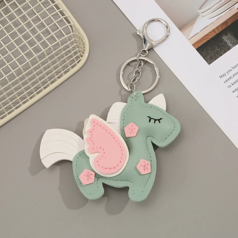 Multi-color Trendy Foal Wings PU Leather Keychain Cute Animal Pony Car Keyring Y2K Cartoon Bag Pendant Hangings Ornaments GIfts