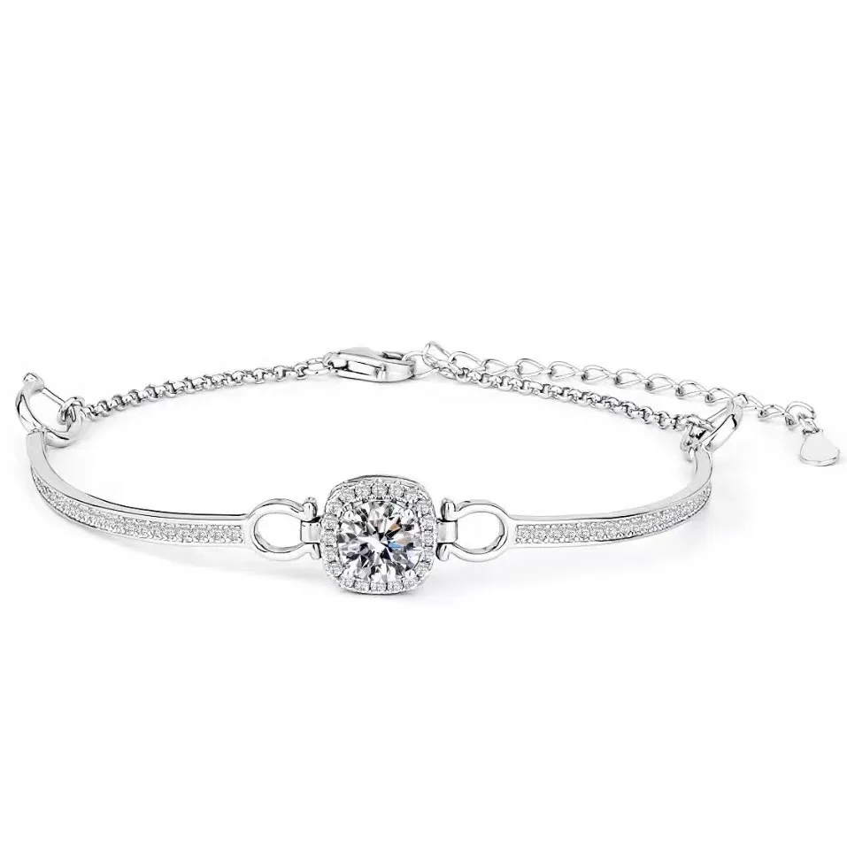 925 sterling zilver 1 karaat Moissanite vierkante tas armband ketting stijlvol elegant nobel en luxe verjaardagscadeau voor vriendin