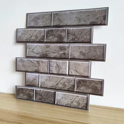 5/10PCS of Self-adhesive Wall Sticker with Brick Patterns,Irregular Shape,Cement Gray Retro Style,Peel And Stick Tile Decoration