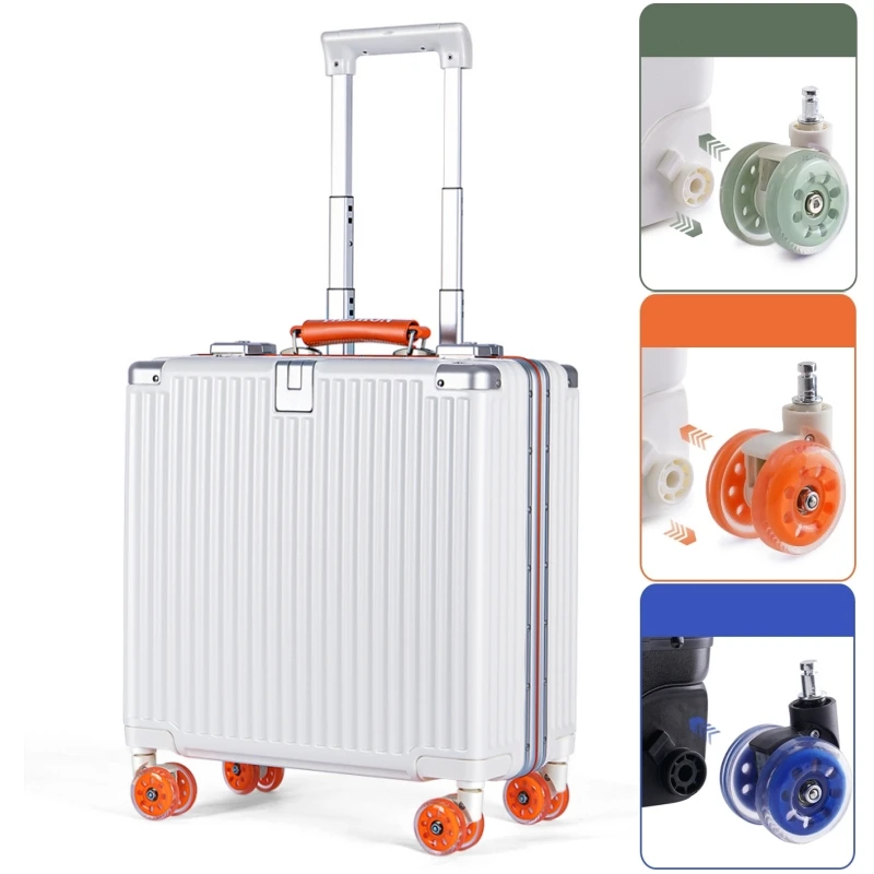 18inch Carry-on Suitcase with Colorful Spinner Wheels Aluminum Frame Travel Boarding Rolling Luggage High Quality PC Material