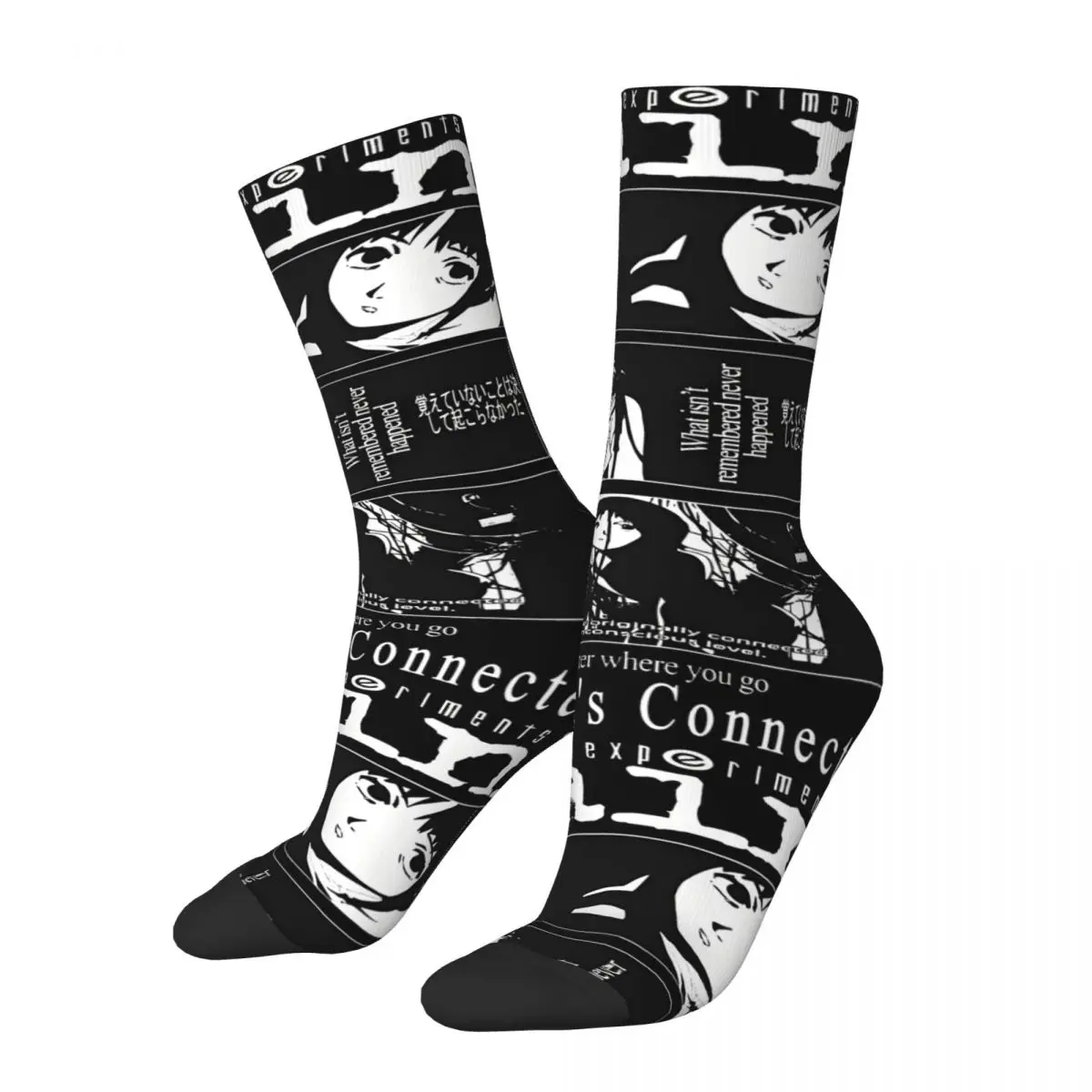 Funny Crazy compression Genius Sock for Men Hip Hop Vintage Experiments Lain Happy Quality Pattern Printed Boys Crew Sock