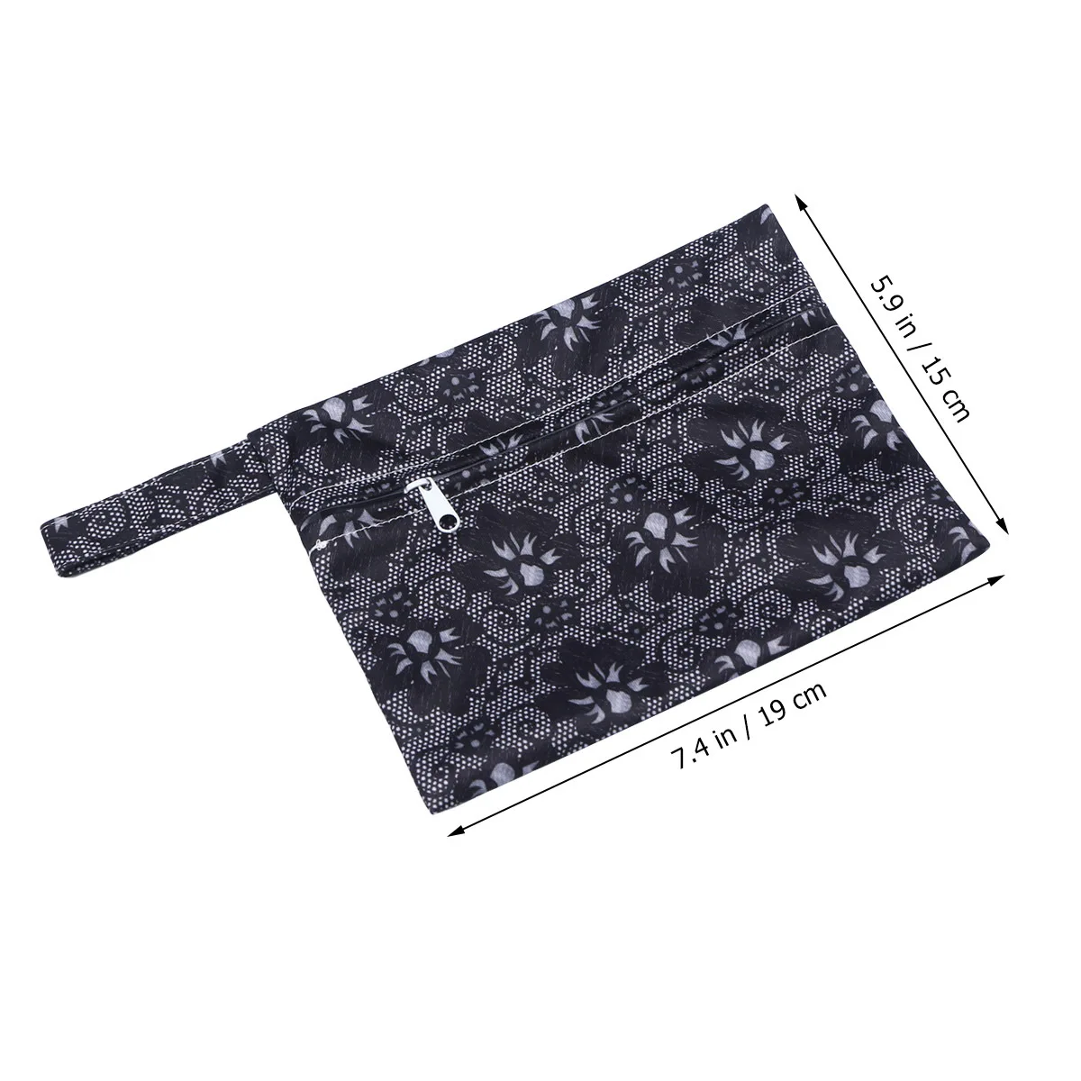 منشفة صحية كيس التخزين نسيج مقاوم للماء بولي PU حقيبة حفاضات صغيرة زهرة سوداء طباعة 14x18 سنتيمتر في الهواء الطلق مكتب سستة الحقيبة