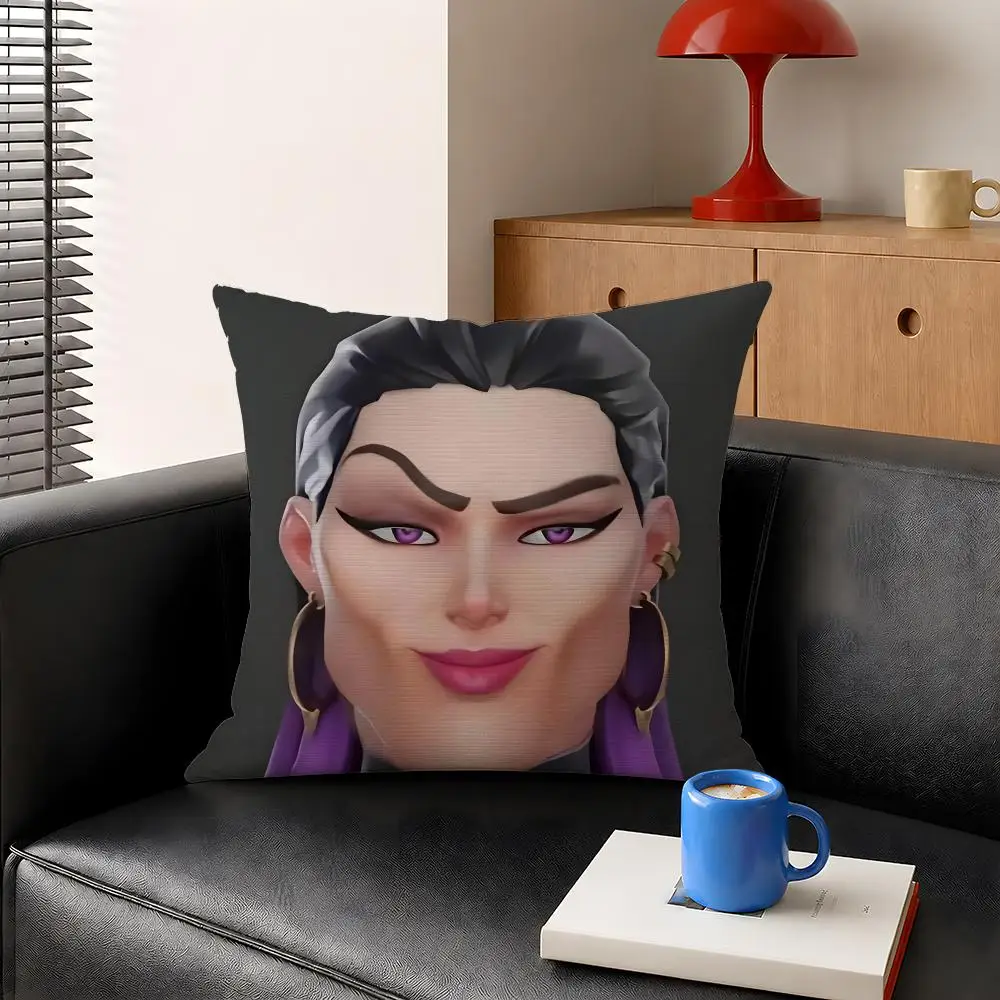 Game Valorant Agents Riot  Funny Cushion Cover Decorative Pillowcase Soft Short Plush Cozy Durable Sofa Home Decor Items Gift
