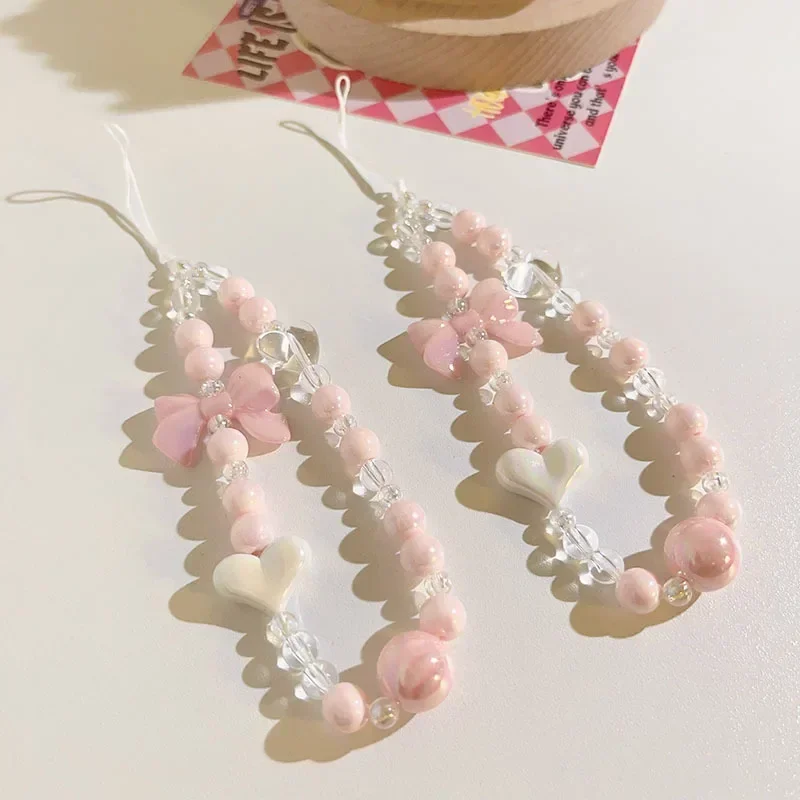 1pc Cute Phone Lanyard Lovely Cartoon Rabbit Bear Bow Wrist Bracelet Strap Phone Shell Pendant Chain Kawaii Phone Accessories