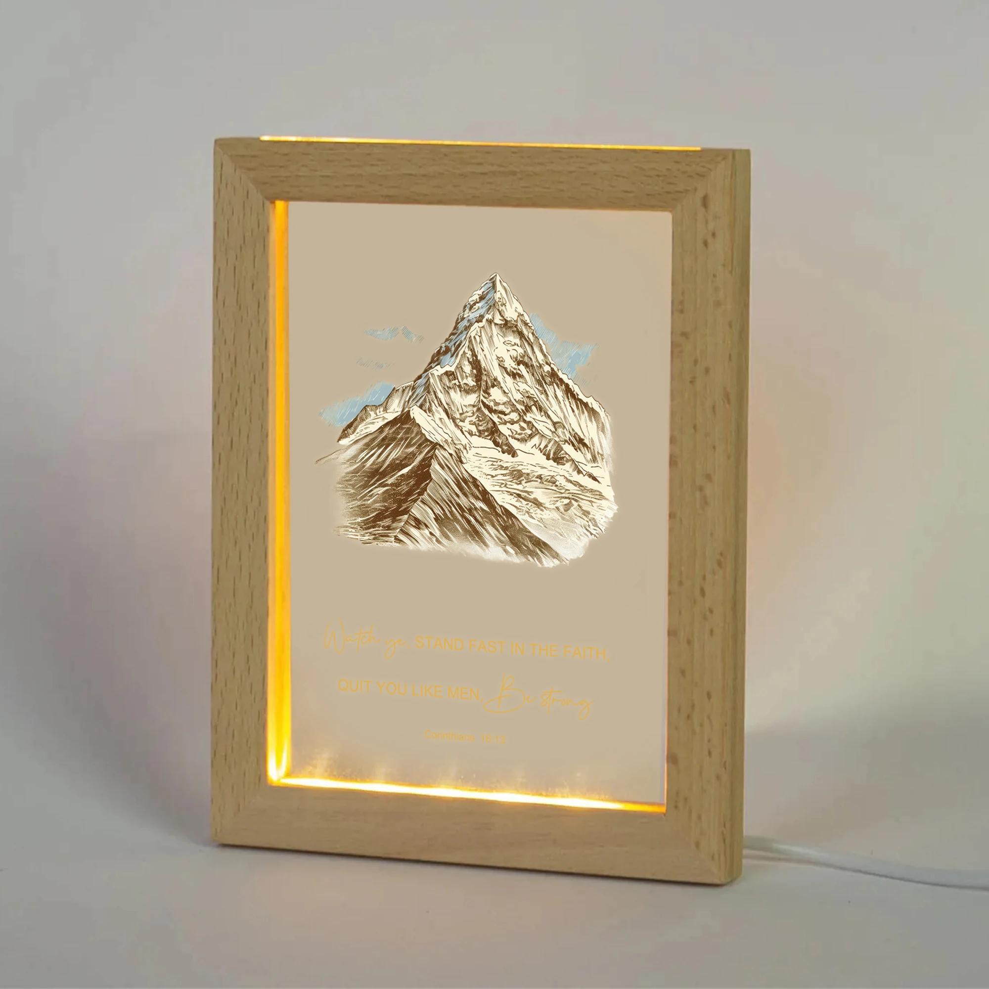 Gepersonaliseerde Bijbelverzen LED Nachtzicht Fotolijst Aangepaste Gift Familie Woonkamer Slaapkamer Eetkamer Woondecoratie