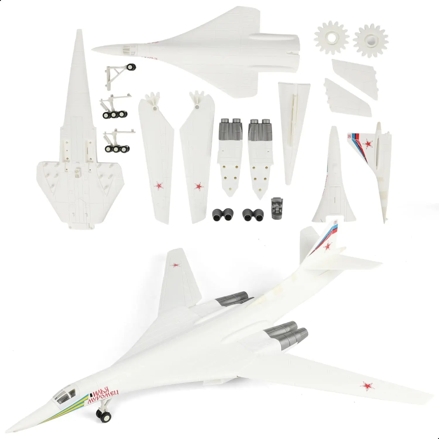 

1:100 Scale TU-160 Boomber Quick Assembly Model Kit Plastic TU-160 Fun Toy Airplane Assembly Model with Stand Kids Gift Suitable
